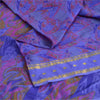 Sanskriti Vintage Sarees Purple Zari Border Pure Silk Printed Sari Craft Fabric