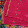 Sanskriti Vintage Sarees Hot-Pink Pure Silk Printed Woven Sari 5yd Craft Fabric