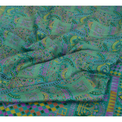 Sanskriti Vintage Sarees Quilting Felting Craft Fabric 100% Pure Silk Print Sari