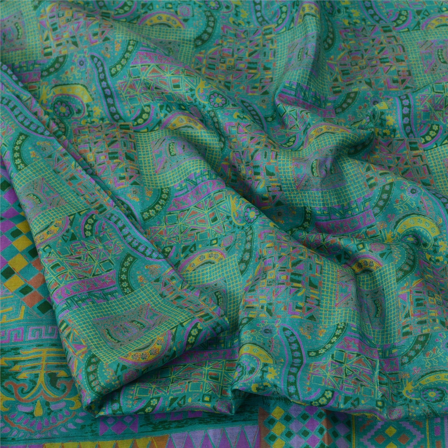 Sanskriti Vintage Sarees Quilting Felting Craft Fabric 100% Pure Silk Print Sari