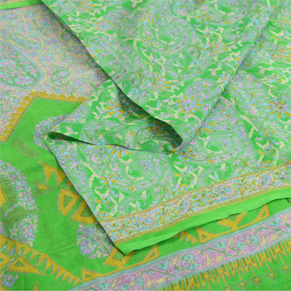 Sanskriti Vintage Sarees Quilting Felting Craft Fabric Pure Chiffon Print Sari