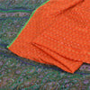 Sanskriti Vintage Sarees Orange Indian Pure Silk Printed Sari 5yd Craft Fabric