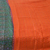 Sanskriti Vintage Sarees Orange Indian Pure Silk Printed Sari 5yd Craft Fabric