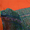 Sanskriti Vintage Sarees Orange Indian Pure Silk Printed Sari 5yd Craft Fabric