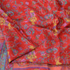 Sanskriti Vintage Sarees Red Women Printed 100% Pure Silk Sari 5yd Craft Fabric