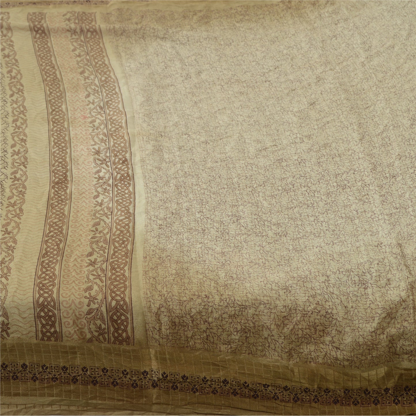 Sanskriti Vintage Sarees Pure Silk Print Sari 5yd Quilting Felting Craft Fabric