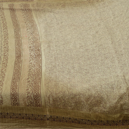 Sanskriti Vintage Sarees Pure Silk Print Sari 5yd Quilting Felting Craft Fabric