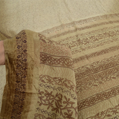 Sanskriti Vintage Sarees Pure Silk Print Sari 5yd Quilting Felting Craft Fabric