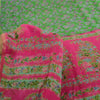 Sanskriti Vintage Sarees Green 100% Pure Silk Print Woven Sari 5yd Craft Fabric