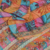 Sanskriti Vintage Sarees 100% Pure Georgette Silk Printed Sari 5yd Craft Fabric