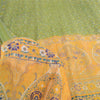 Sanskriti Vintage Sarees Green Indian Cotton Silk Printed Sari 5yd Craft Fabric