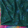 Sanskriti Vintage Sarees Indian Green Pure Silk Printed Sari 5yd Craft Fabric