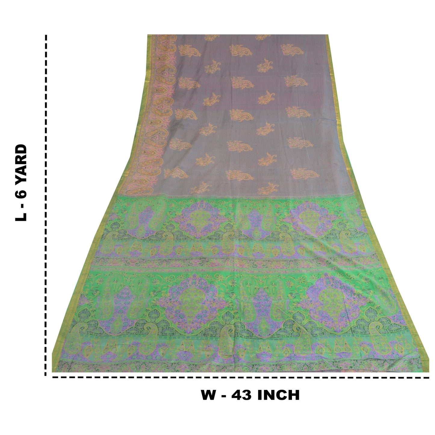 Sanskriti Vintage Sarees 6yd Quilting Felting Craft Fabric Pure Silk Print Sari