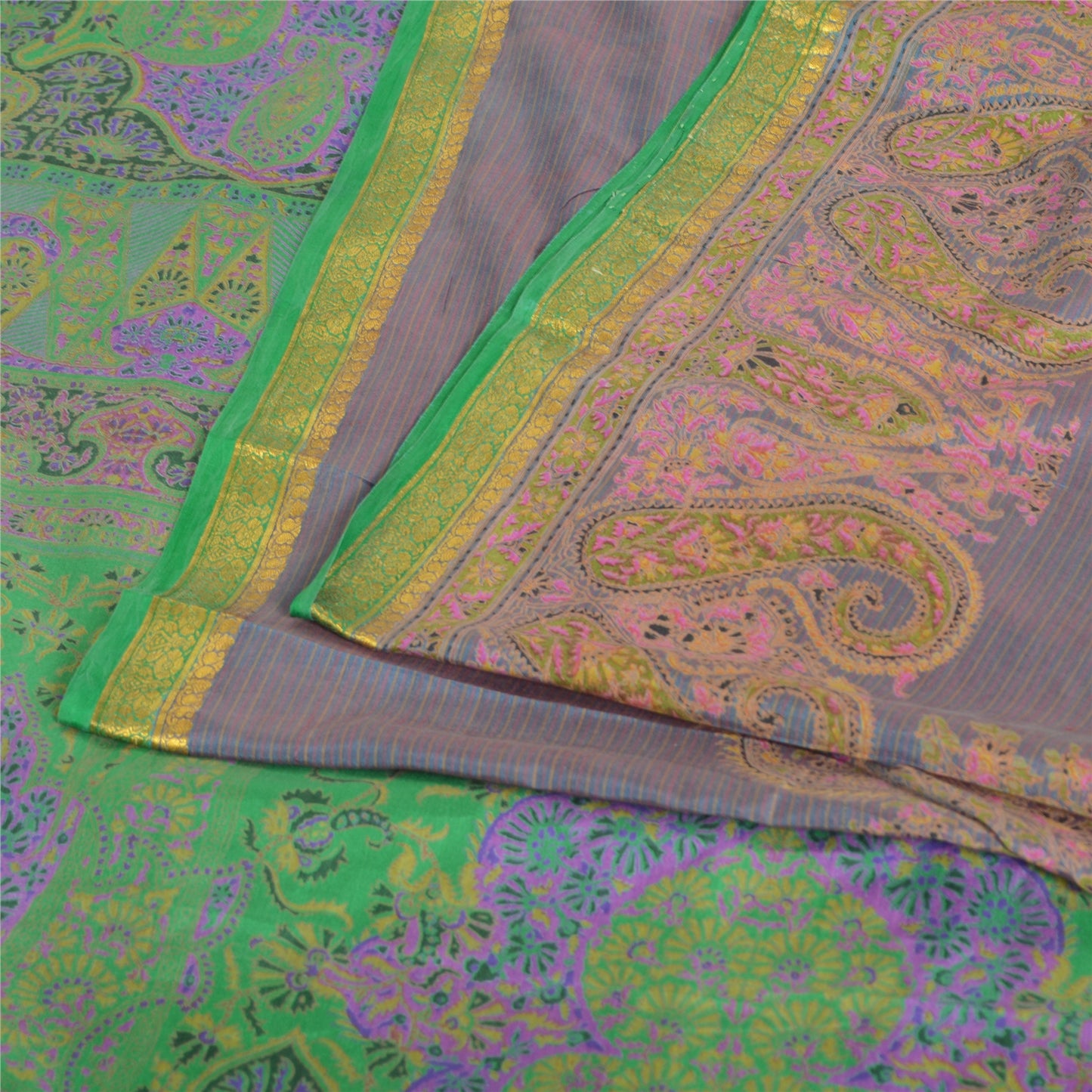 Sanskriti Vintage Sarees 6yd Quilting Felting Craft Fabric Pure Silk Print Sari