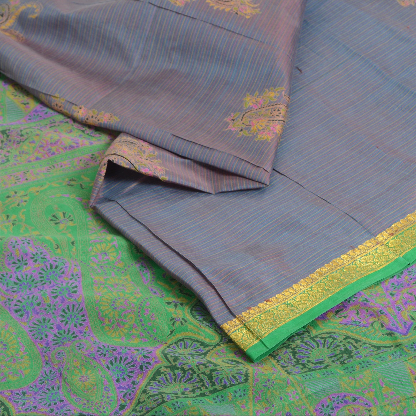 Sanskriti Vintage Sarees 6yd Quilting Felting Craft Fabric Pure Silk Print Sari