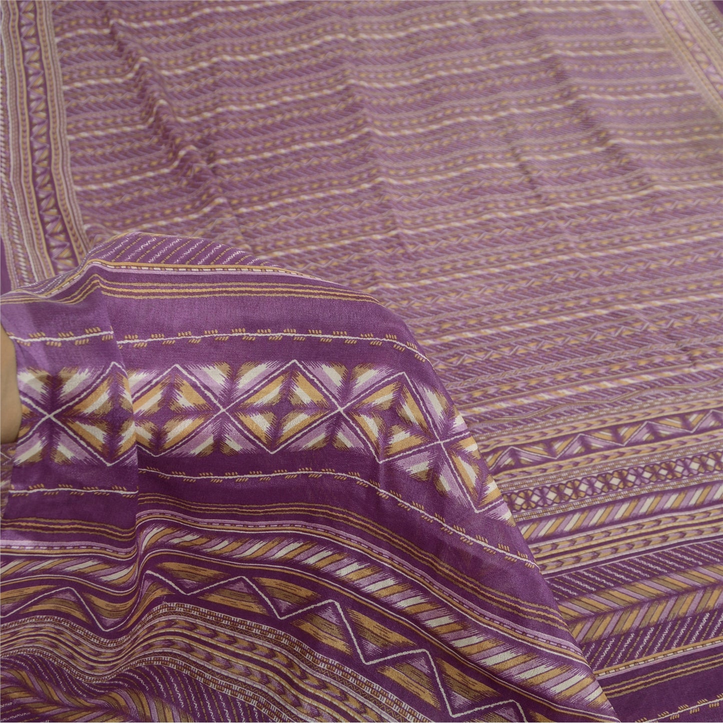 Sanskriti Vintage Sarees 6yd Quilting Felting Craft Fabric Pure Silk Print Sari