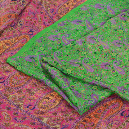 Sanskriti Vintage Sarees 6yd Quilting Felting Craft Fabric Pure Silk Print Sari