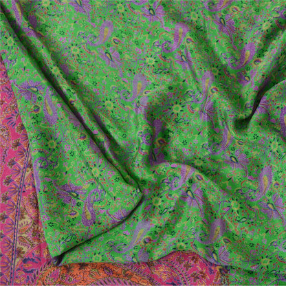 Sanskriti Vintage Sarees 6yd Quilting Felting Craft Fabric Pure Silk Print Sari