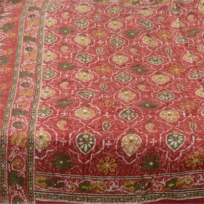 Sanskriti Vintage Sarees 6yd Quilting Felting Craft Fabric Red Pure Silk Sari