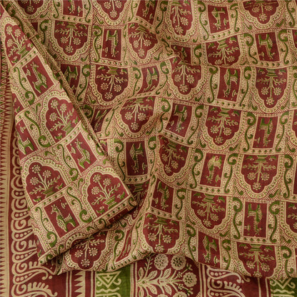 Sanskriti Vintage Sarees Blend Silk 5yd Quilting Felting Craft Fabric Print Sari