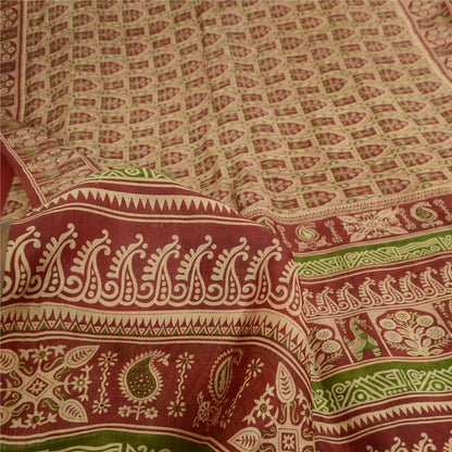 Sanskriti Vintage Sarees Blend Silk 5yd Quilting Felting Craft Fabric Print Sari