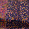 Sanskriti Vintage Sarees Purple/Pink Pure Silk Printed Sari 5yd Craft Fabric