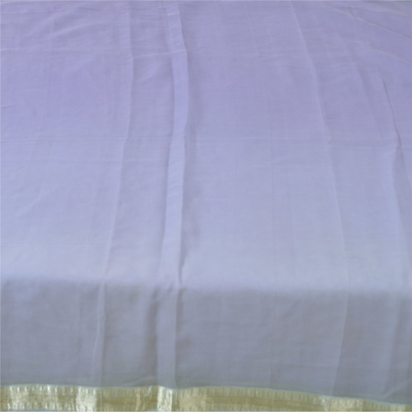 Sanskriti Vintage Sarees Soft Lilac Pure ChiffonSilk Zari Border Sari 5yd Fabric