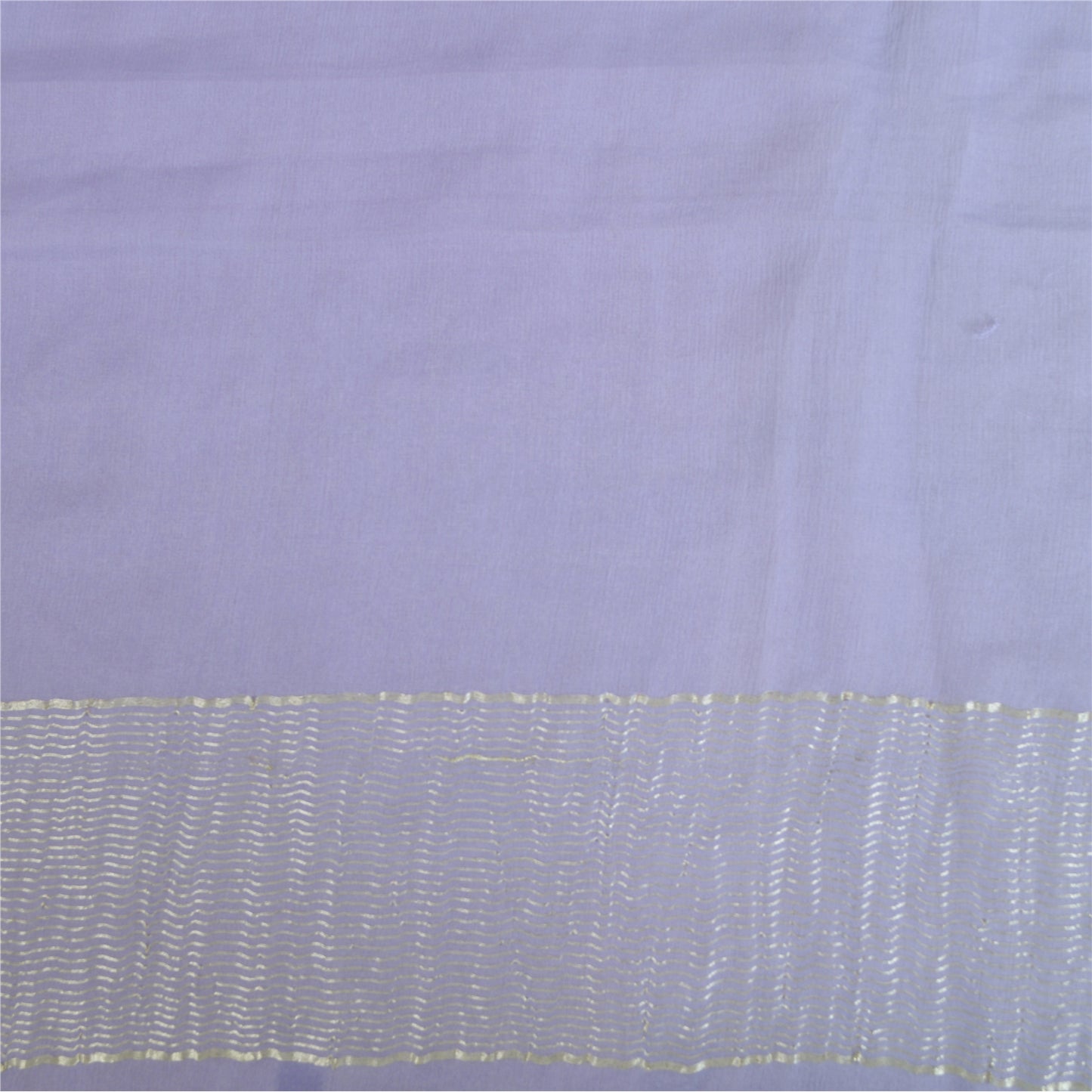 Sanskriti Vintage Sarees Soft Lilac Pure ChiffonSilk Zari Border Sari 5yd Fabric