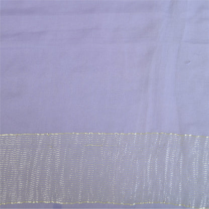 Sanskriti Vintage Sarees Soft Lilac Pure ChiffonSilk Zari Border Sari 5yd Fabric