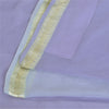 Sanskriti Vintage Sarees Soft Lilac Pure ChiffonSilk Zari Border Sari 5yd Fabric