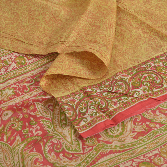 Sanskriti Vintage Sarees 5yd Quilting Felting Craft Fabric Blend Silk Print Sari