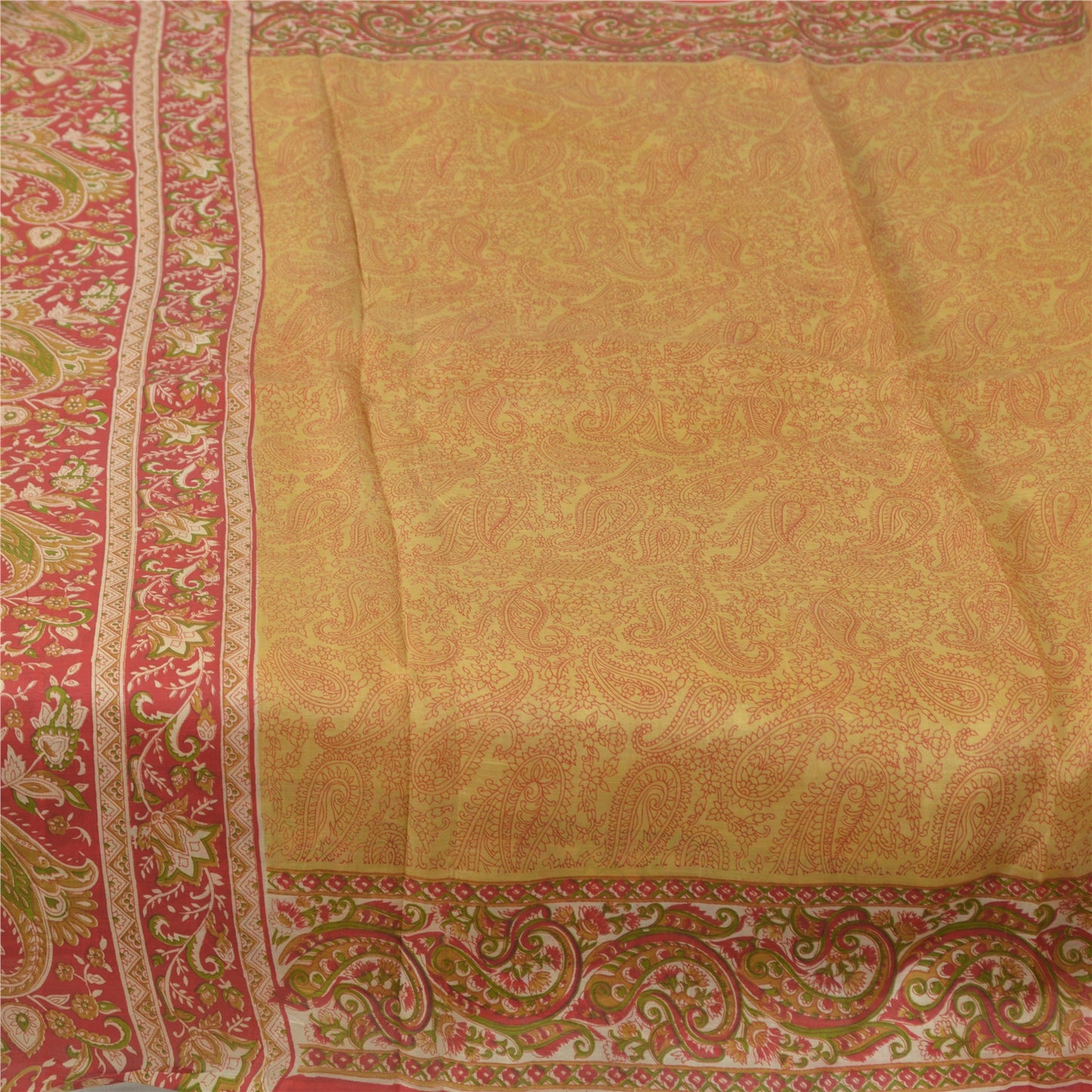 Sanskriti Vintage Sarees 5yd Quilting Felting Craft Fabric Blend Silk Print Sari