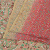 Sanskriti Vintage Sarees Red/Brown Indian Pure Silk Print Sari 5yd Craft Fabric