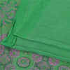 Sanskriti Vintage Sarees Green Indian Pure Silk Printed Sari 6yd Craft Fabric