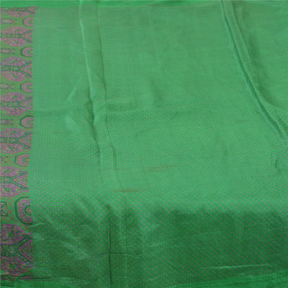 Sanskriti Vintage Sarees Green Indian Pure Silk Printed Sari 6yd Craft Fabric