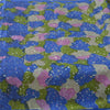 Sanskriti Vintage Sarees From India Blue Blend Silk Print Sari 5yd Craft Fabric