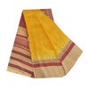 Sanskriti Vintage Sarees Indian Yellow Pure Silk Printed Sari 5yd Craft Fabric