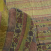 Sanskriti Vintage Sarees Olive Green Pure Silk Printed Sari Floral Craft Fabric