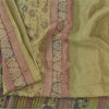 Sanskriti Vintage Sarees Olive Green Pure Silk Printed Sari Floral Craft Fabric