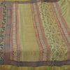 Sanskriti Vintage Sarees Olive Green Pure Silk Printed Sari Floral Craft Fabric