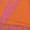 Sanskriti Vintage Sarees Orange/Pink Pure Chiffon Silk Printed Sari Craft Fabric