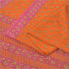 Sanskriti Vintage Sarees Orange/Pink Pure Chiffon Silk Printed Sari Craft Fabric