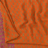 Sanskriti Vintage Sarees Orange/Pink Pure Chiffon Silk Printed Sari Craft Fabric