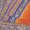 Sanskriti Vintage Sarees Orange/Purple Pure Silk Animal Printed Sari Fabric