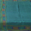 Sanskriti Vintage Sarees Blue/Green 100% Pure Silk Printed Sari 5yd Craft Fabric