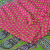 Sanskriti Vintage Sarees Pink/Green 100% Pure Silk Printed Sari 5yd Craft Fabric