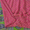 Sanskriti Vintage Sarees Pink/Green 100% Pure Silk Printed Sari 5yd Craft Fabric