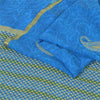 Sanskriti Vintage Sarees Blue Woven Printed Pure Georgette Sari 5yd Craft Fabric