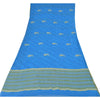 Sanskriti Vintage Sarees Blue Woven Printed Pure Georgette Sari 5yd Craft Fabric