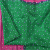 Sanskriti Vintage Sarees Green/Pink Pure Silk Bandhani Printed Sari 5yd Fabric